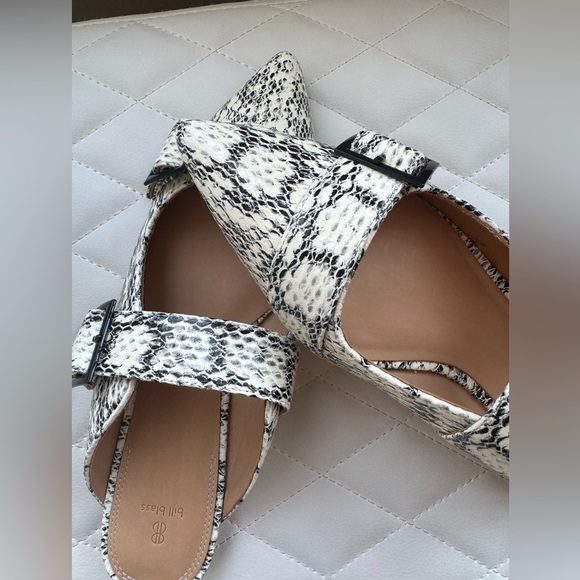 Anthropologie BILL BLASS SYLVIE SLIDE All Leather Mules Flats IVORY SNAKE 8 - Picture 8 of 12